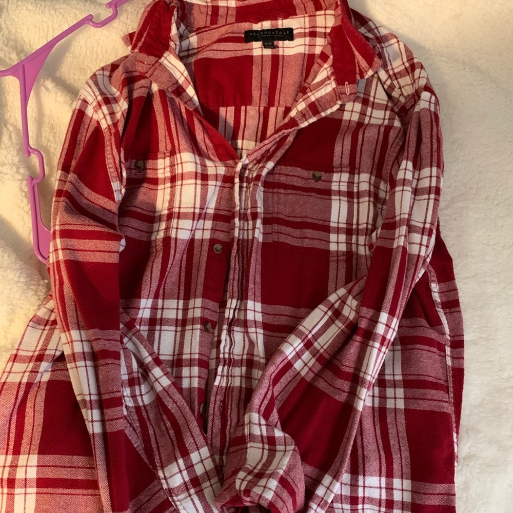 Aeropostale flannel XL, Red and White